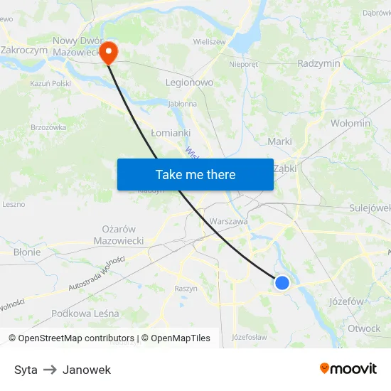 Syta to Janowek map