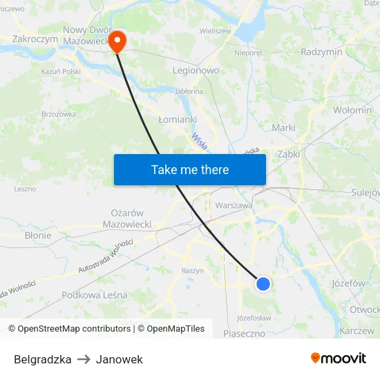 Belgradzka to Janowek map