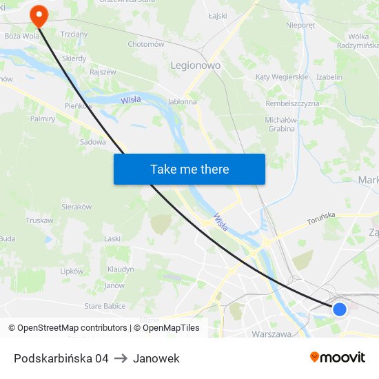 Podskarbińska to Janowek map