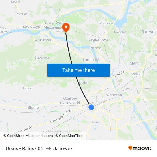 Ursus - Ratusz 05 to Janowek map