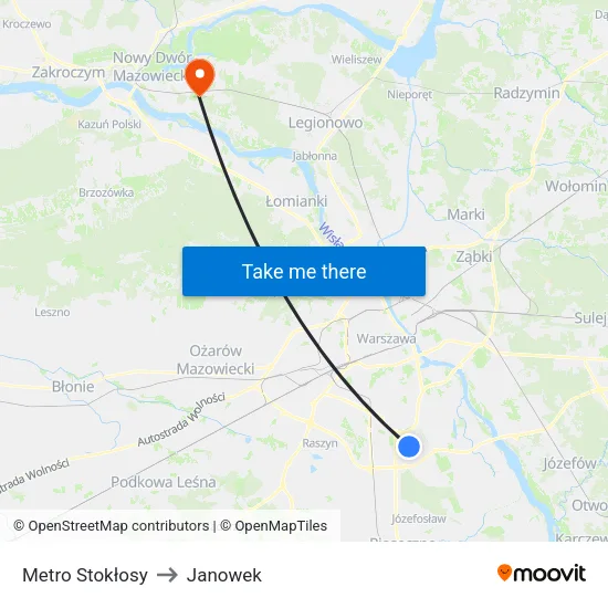 Metro Stokłosy to Janowek map