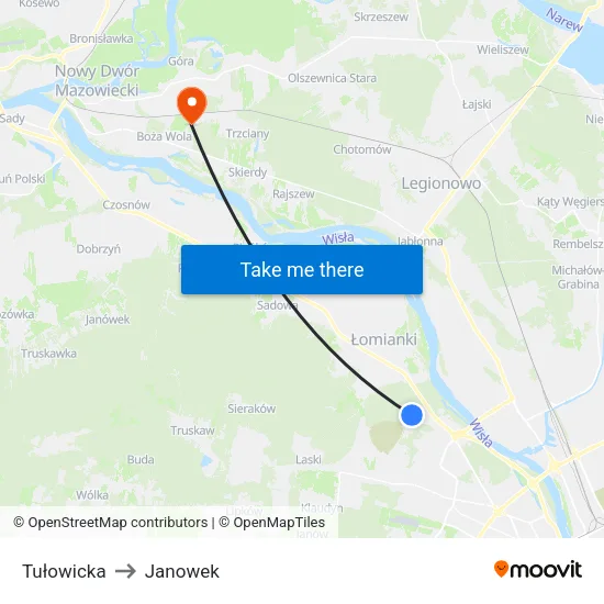 Tułowicka to Janowek map