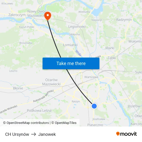 CH Ursynów to Janowek map