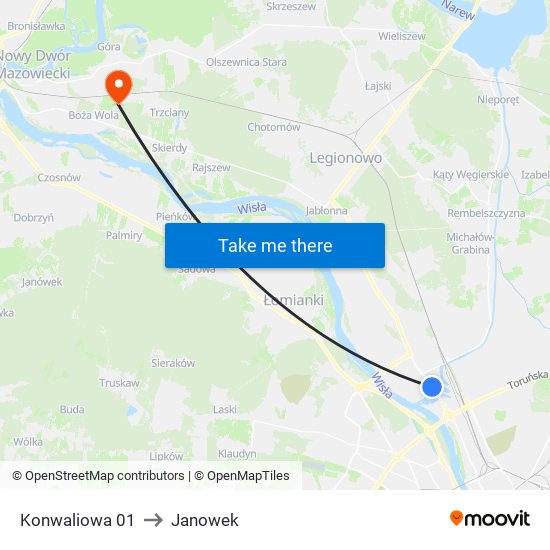 Konwaliowa 01 to Janowek map