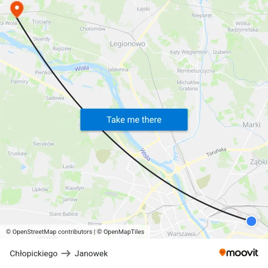 Chłopickiego to Janowek map