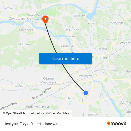 Instytut Fizyki 01 to Janowek map