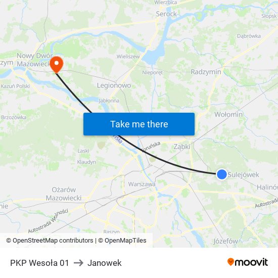 PKP Wesoła 01 to Janowek map