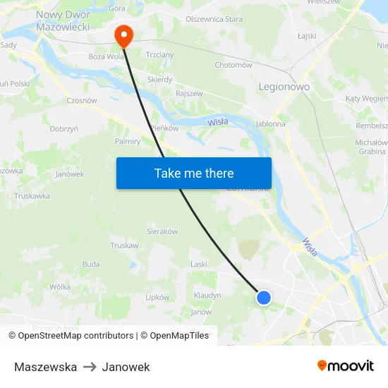 Maszewska to Janowek map