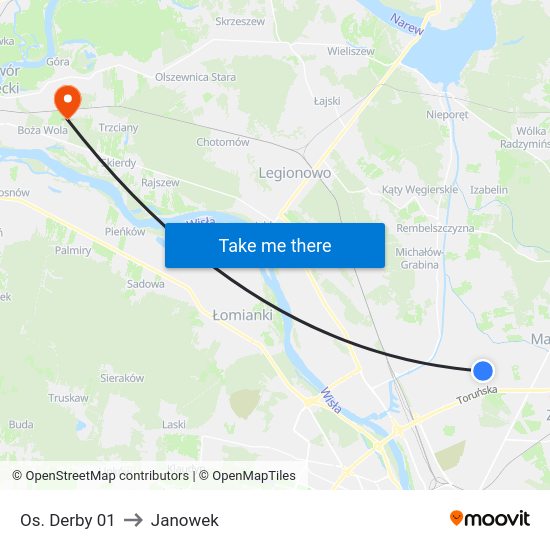 Os. Derby to Janowek map