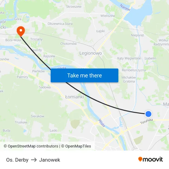 Os. Derby to Janowek map
