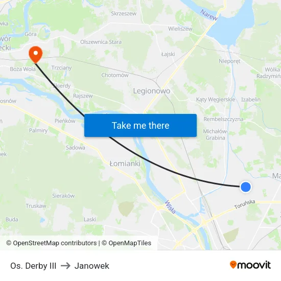 Os. Derby III to Janowek map