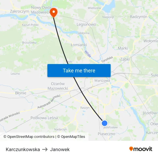 Karczunkowska to Janowek map