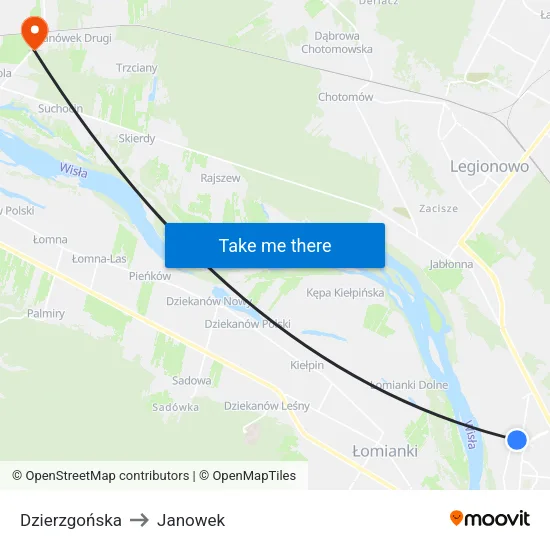 Dzierzgońska to Janowek map