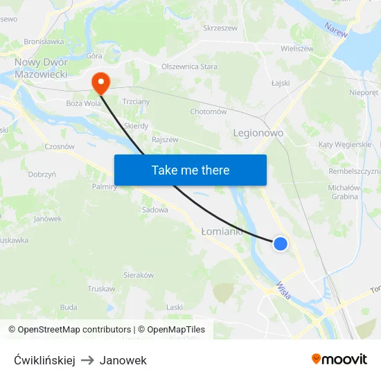 Ćwiklińskiej to Janowek map