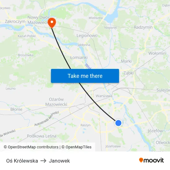 Oś Królewska to Janowek map