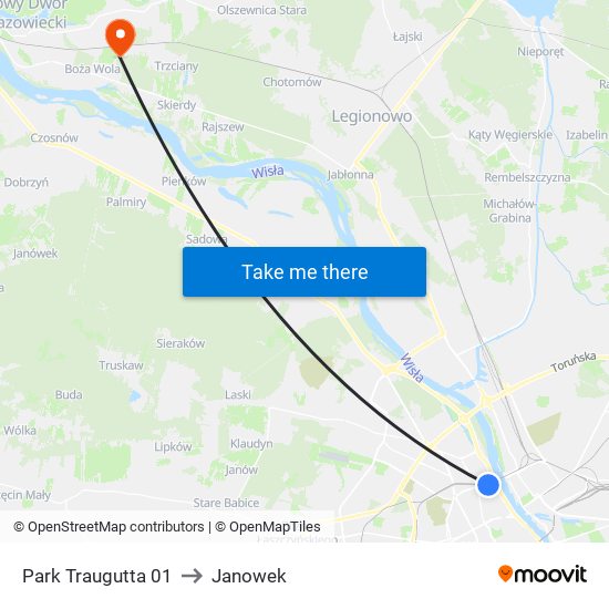 Park Traugutta to Janowek map