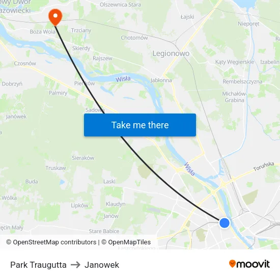 Park Traugutta to Janowek map