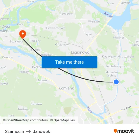 Szamocin to Janowek map