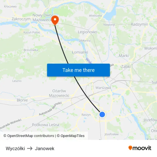Wyczółki to Janowek map