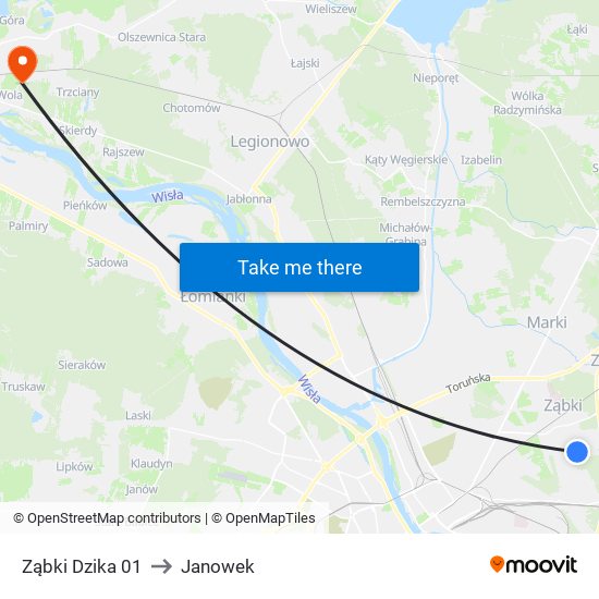 Ząbki Dzika 01 to Janowek map