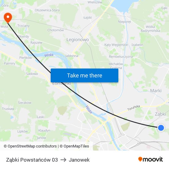 Ząbki Powstańców 03 to Janowek map