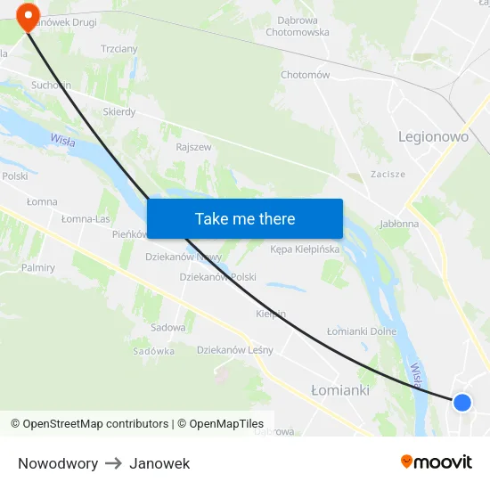 Nowodwory to Janowek map