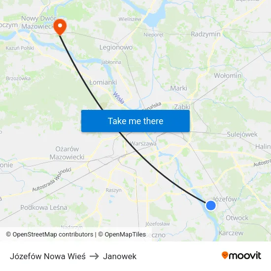 Józefów Nowa Wieś to Janowek map
