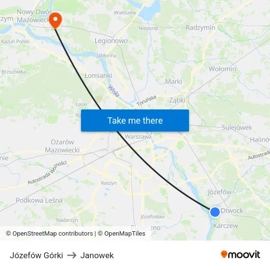 Józefów Górki to Janowek map