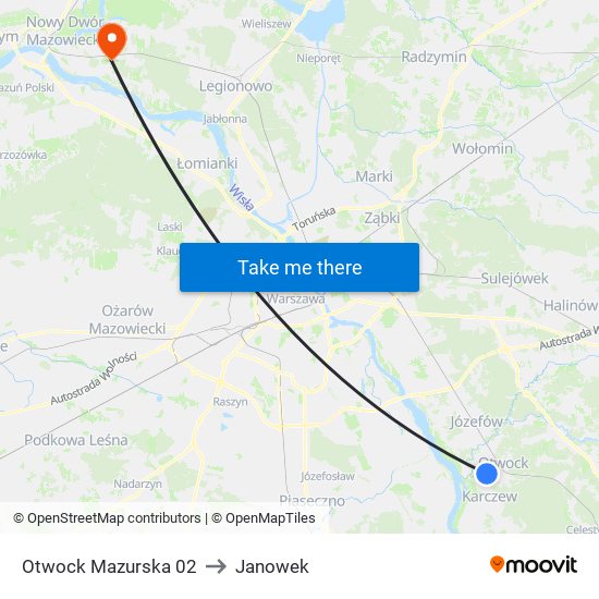 Otwock Mazurska 02 to Janowek map