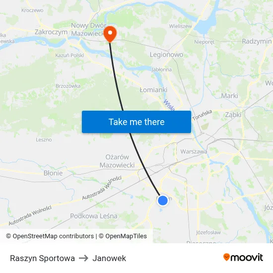 Raszyn Sportowa to Janowek map