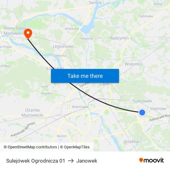 Sulejówek Ogrodnicza 01 to Janowek map