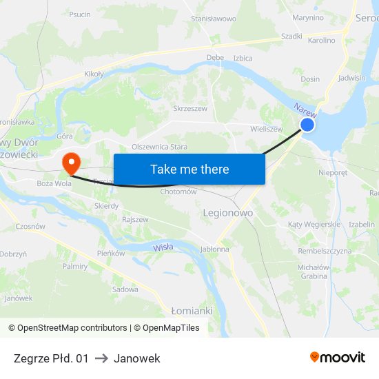 Zegrze Płd. 01 to Janowek map