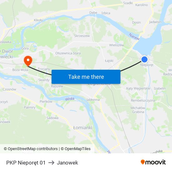 PKP Nieporęt 01 to Janowek map