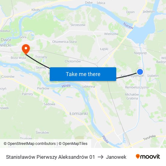 Stanisławów Pierwszy Aleksandrów 01 to Janowek map