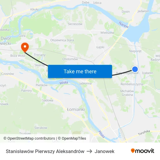 Stanisławów Pierwszy Aleksandrów to Janowek map