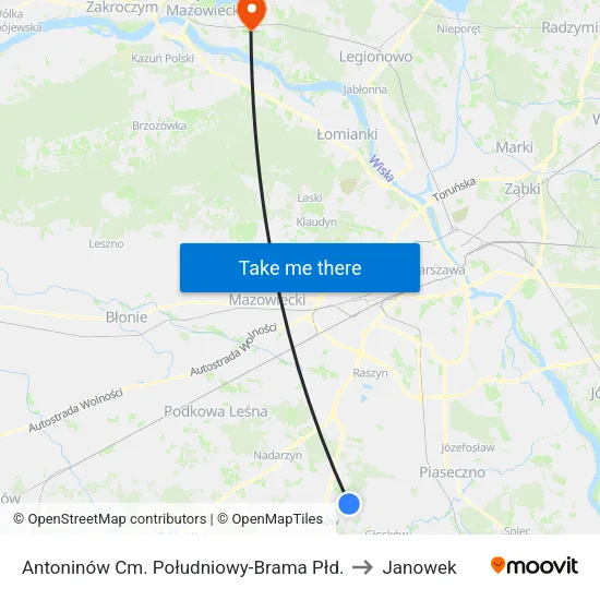 Antoninów Cm. Południowy - Brama Płd. to Janowek map