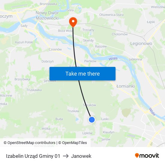 Izabelin Urząd Gminy 01 to Janowek map