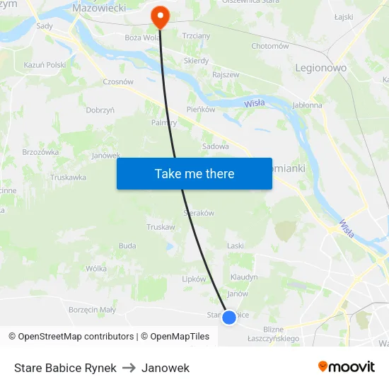 Stare Babice Rynek to Janowek map