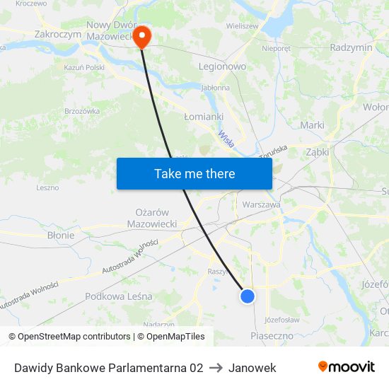 Dawidy Bankowe Parlamentarna 02 to Janowek map