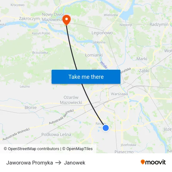 Jaworowa Promyka to Janowek map