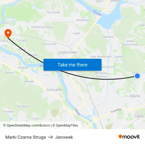 Marki Czarna Struga to Janowek map