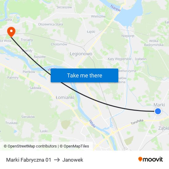 Marki Fabryczna to Janowek map