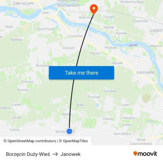 Borzęcin Duży - Wieś to Janowek map