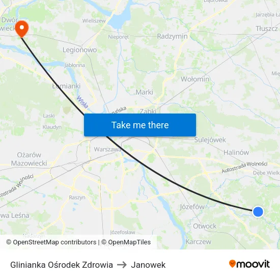 Glinianka Ośrodek Zdrowia to Janowek map