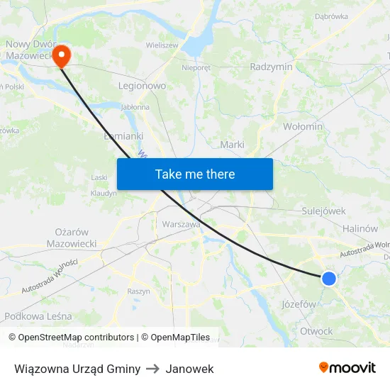 Wiązowna Urząd Gminy to Janowek map
