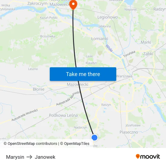 Marysin to Janowek map