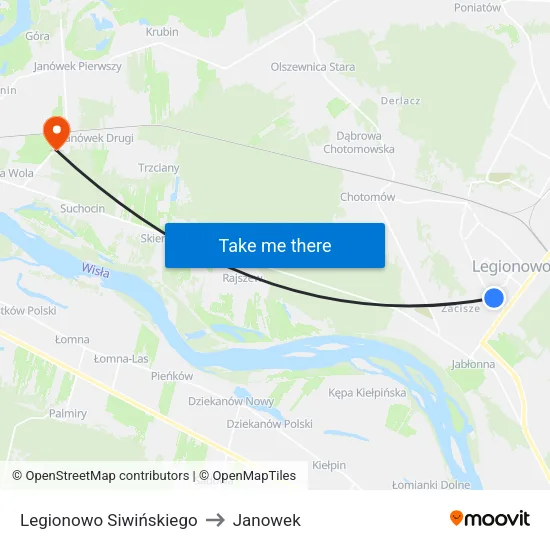Legionowo Siwińskiego to Janowek map