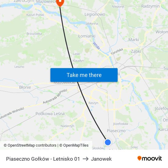 Piaseczno Gołków - Letnisko 01 to Janowek map