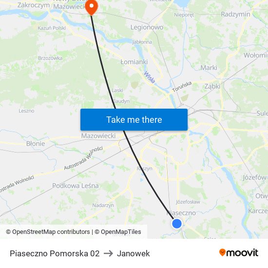 Piaseczno Pomorska 02 to Janowek map