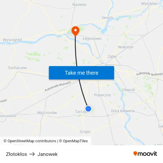 Złotokłos to Janowek map